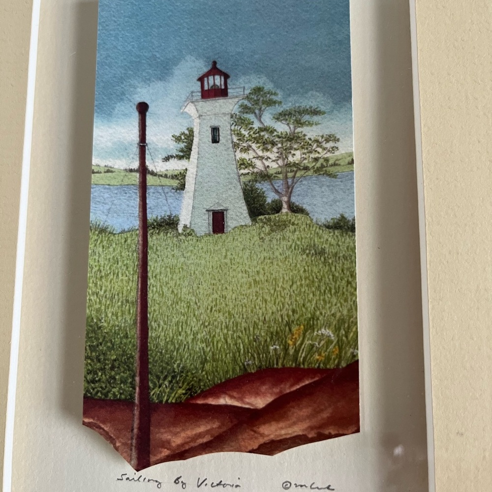 Lighthouse Landscape Art by Mary Curtis “Sailing by “Victoria “